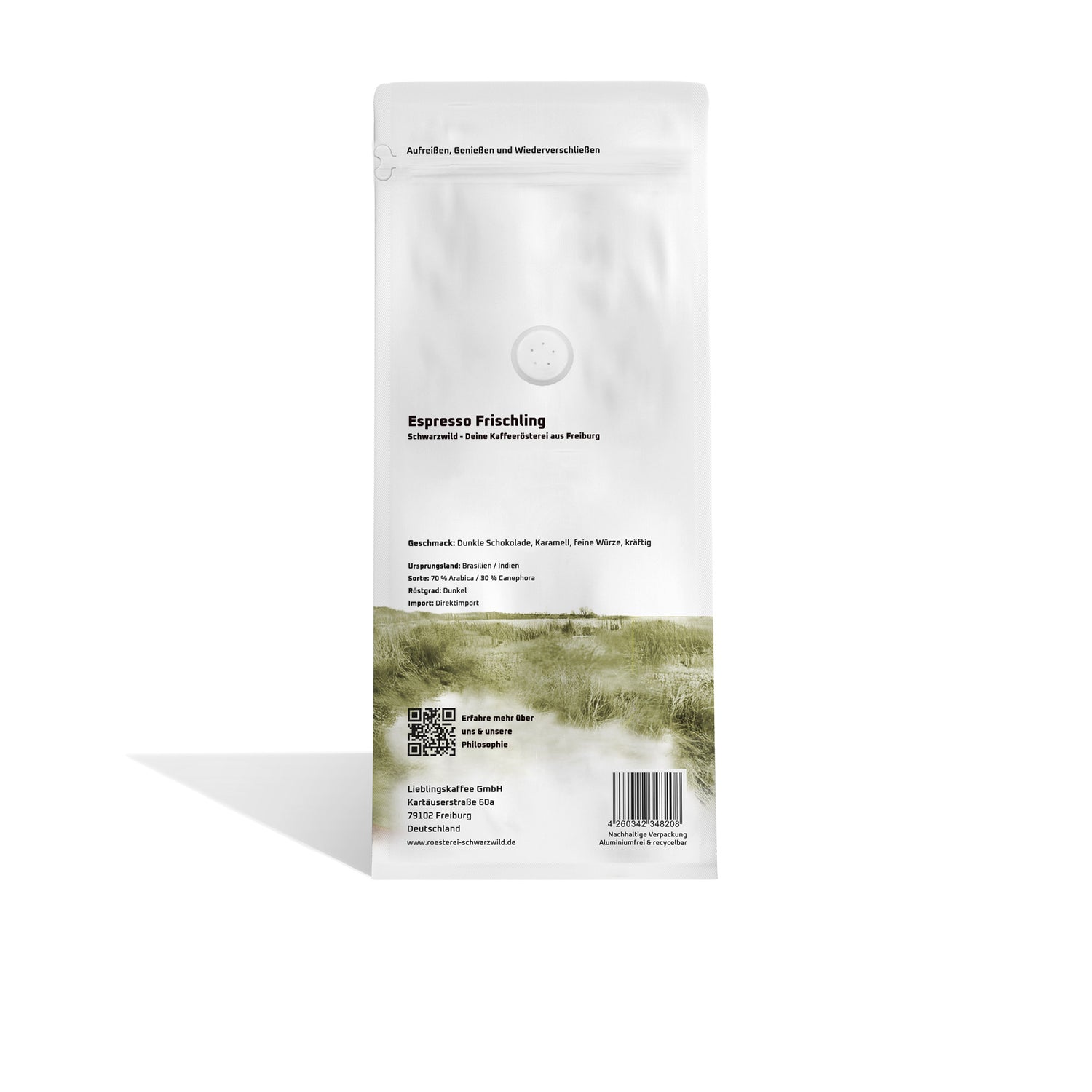 Espresso Frischling Schwarzwild Kaffeeroesterei Freiburg 1000 Rueckseite