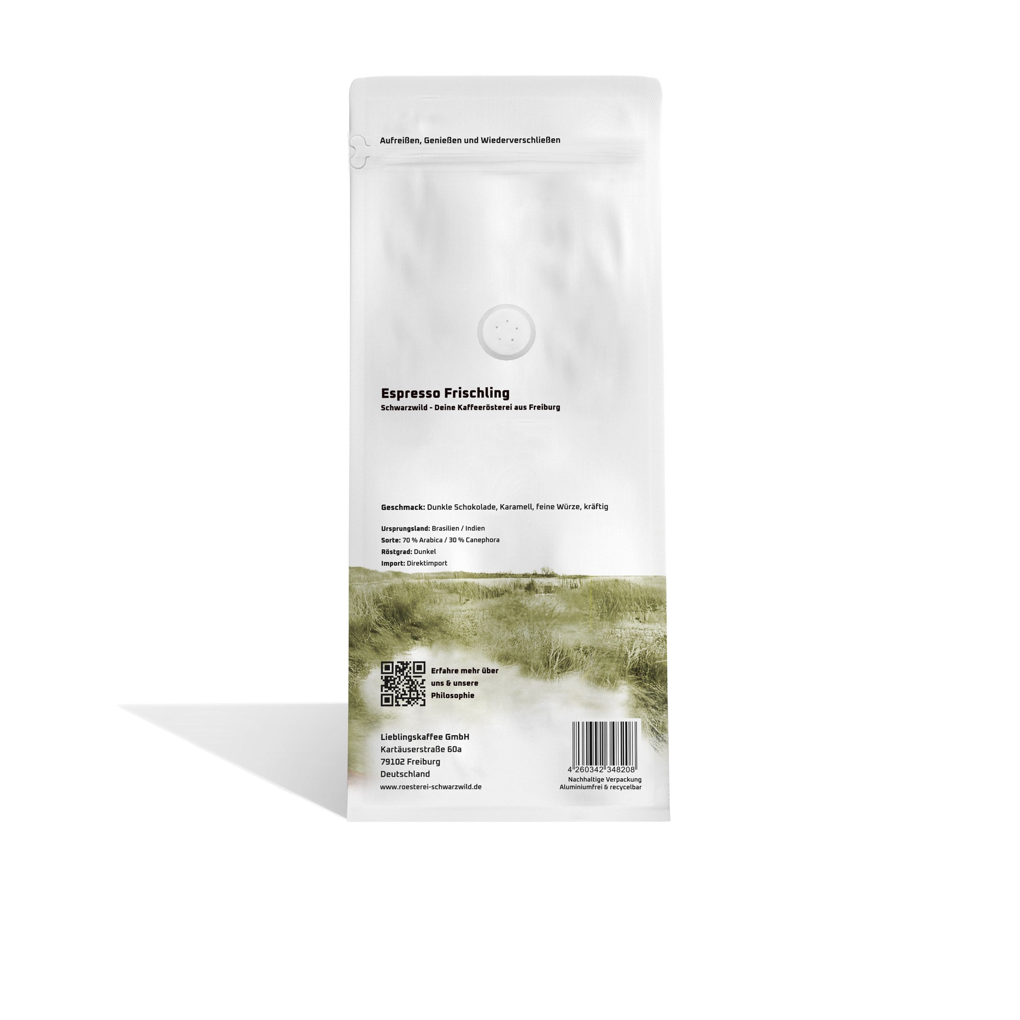 Espresso Frischling Schwarzwild Kaffeeroesterei Freiburg 1000 Rueckseite