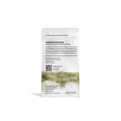 Espresso Frischling Schwarzwild Kaffeeroesterei Freiburg 350g Rueckseite